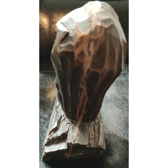 Vtg Rustic Couple of Art Owls On A Log By Yincent Hand Painted Plaster Metallic - Picture 4 of 9